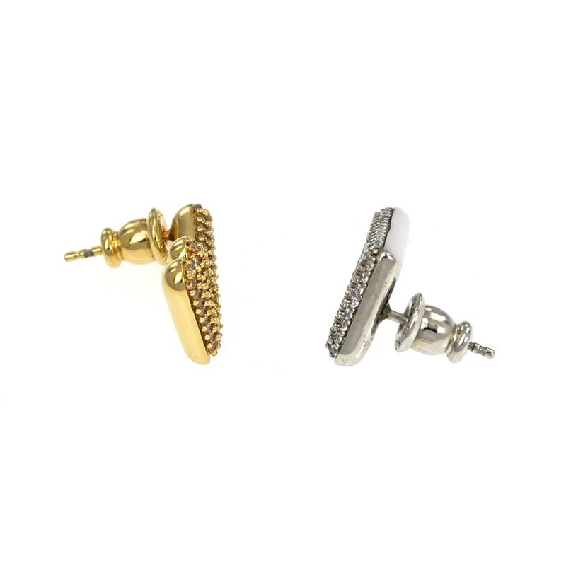 Fendi Zucca FF Logo Earrings Gold Color Silver Rhinestone — view 6