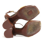 Louis Vuitton Monogram Ankle Strap Heel Sandals Brown Gold 36 1 2 — view 6