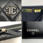 Chanel Quilted Caviar Leather Black Silver Hardware Trifold Wallet — view 6