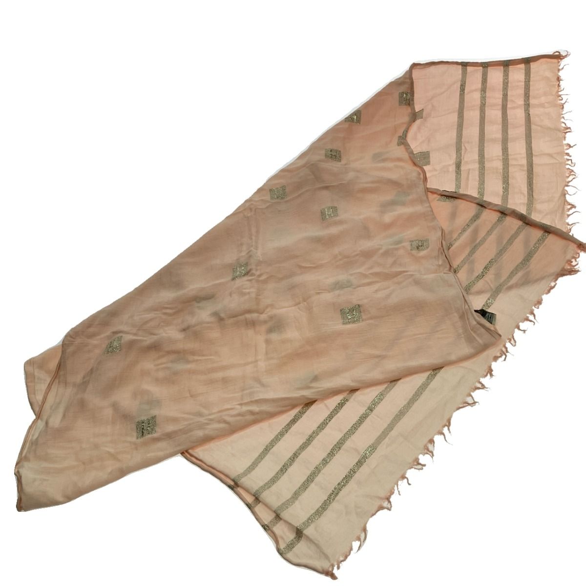 Hermes H Logo Shawl Large Lame Light Pink — view 4