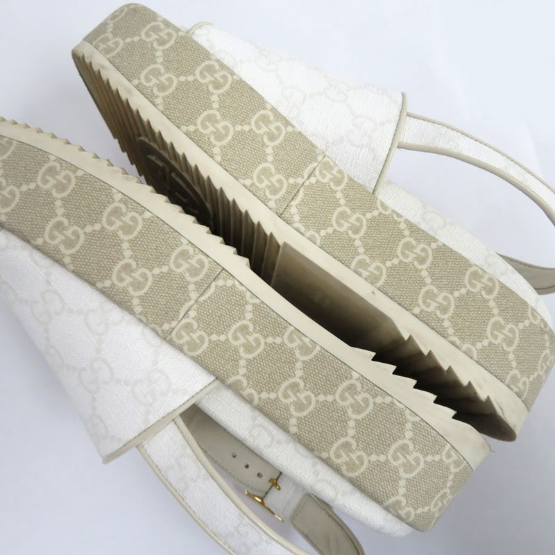 Gucci GG Platform Sandals Back Strap White Beige 36.5 Thick — view 6