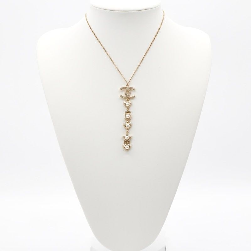 Chanel Choker Gold Coco Mark Pearl Rhinestone Heart Star — view 8