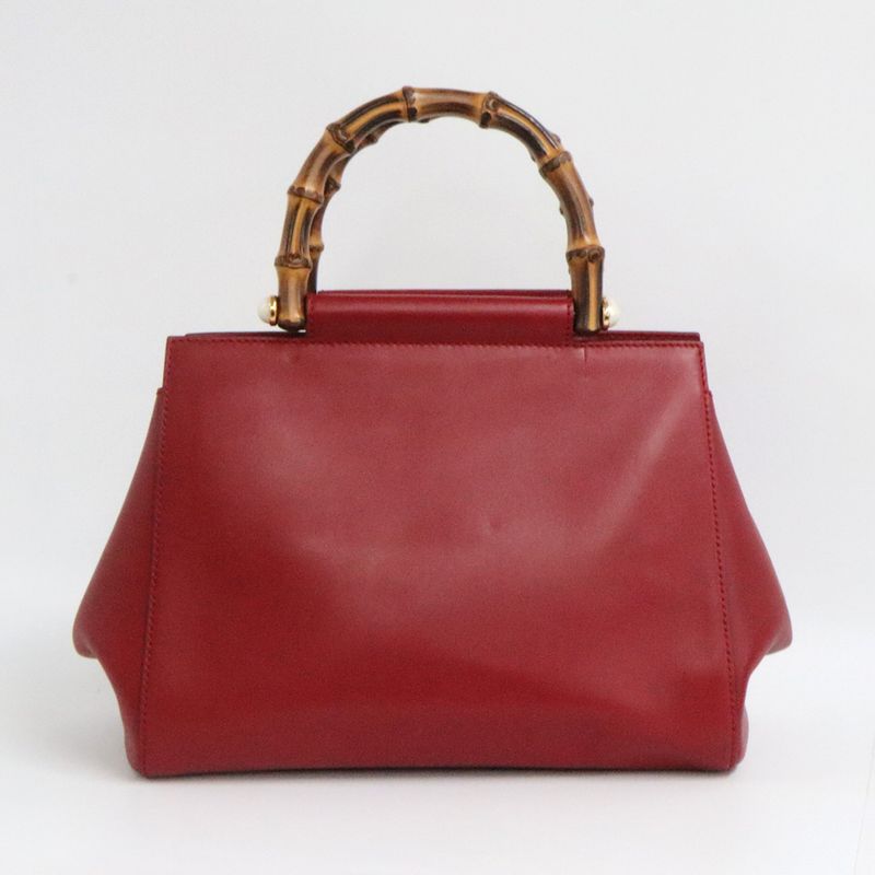 Gucci Bamboo Nimfair Small 2-Way Handbag Red Leather — view 3