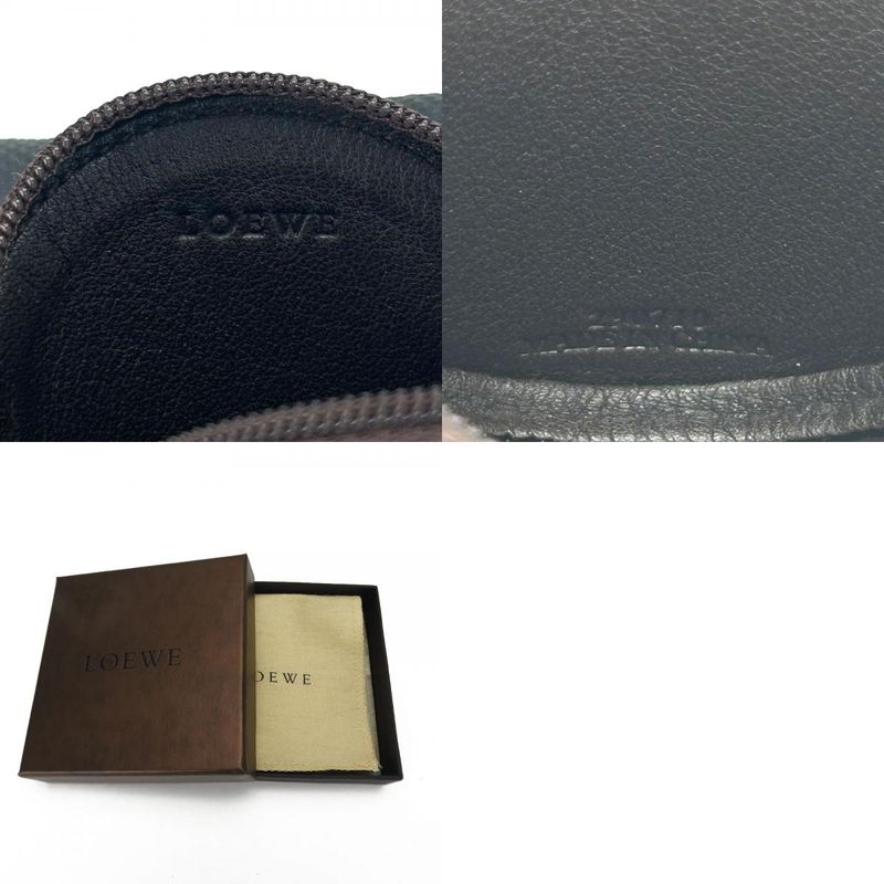 Loewe Coin Case Leather Brown Silver Hardware Anagram Small Round — view 9