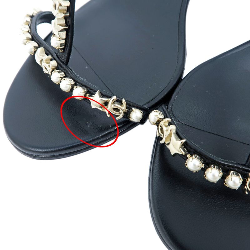 Chanel Strap Sandals Black 37 1 2 C Coco Mark — view 8