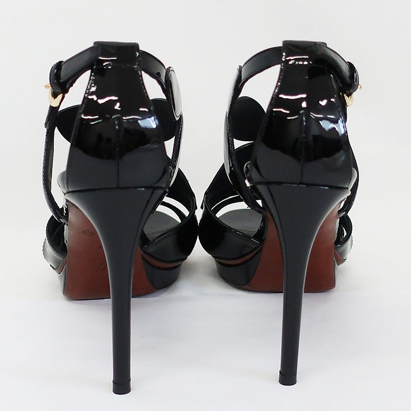 Louis Vuitton Sandals Pin Heel Black Gold Hardware Enamel — view 4