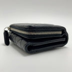 Chanel Quilted Caviar Leather Black Silver Hardware Trifold Wallet — view 3