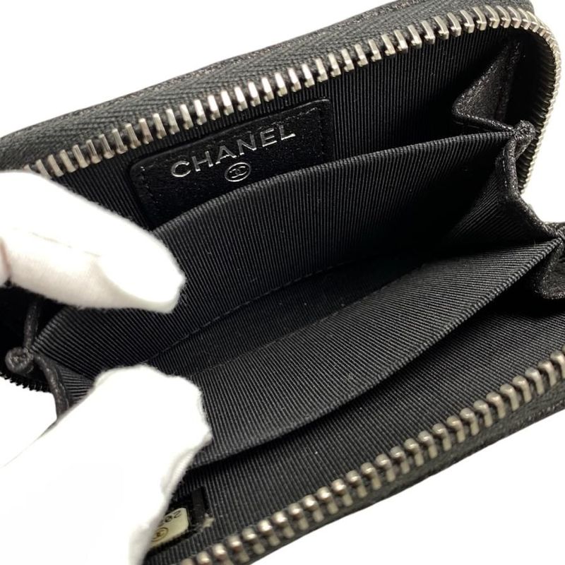 Chanel Card Case Coin Chain Me Purse Quilted Goatskin Coco Mark — view 9