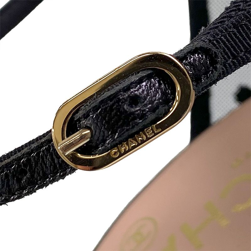 Chanel Ribbon Mesh Coco Mark Sandals — view 6