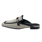 Hermes Groupie Flat Shoes Canvas Leather Black Mule Slipper Sandals — view 3