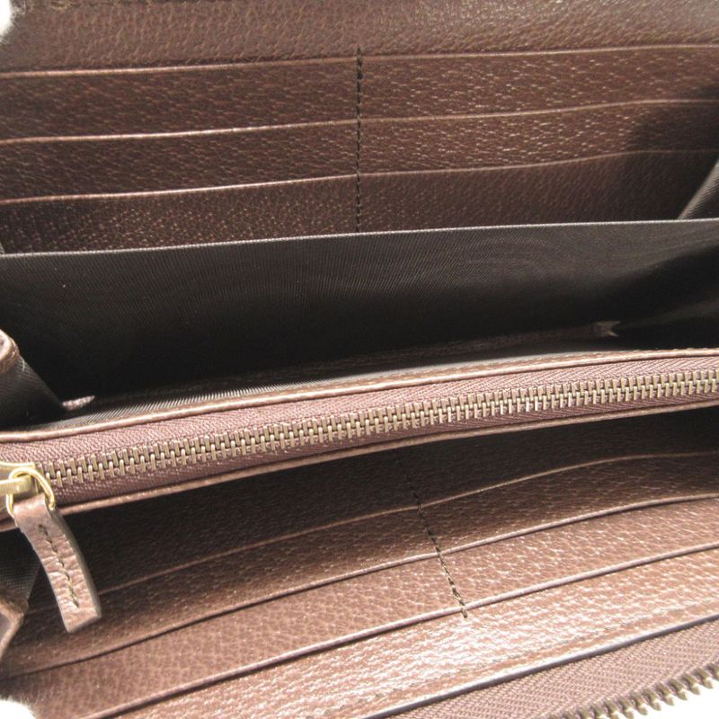 Gucci Diana Bamboo GG Supreme Leather Beige Brown Round Zipper Long — view 4