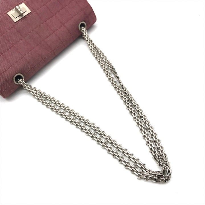 Chanel 2.55 Choco Bar Canvas Chain Shoulder Bag Gold — view 7