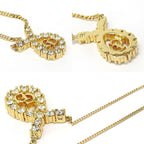 Christian Dior Necklace CD Logo Rhinestone Gold GP Plated Accessories Jewelry — view 3