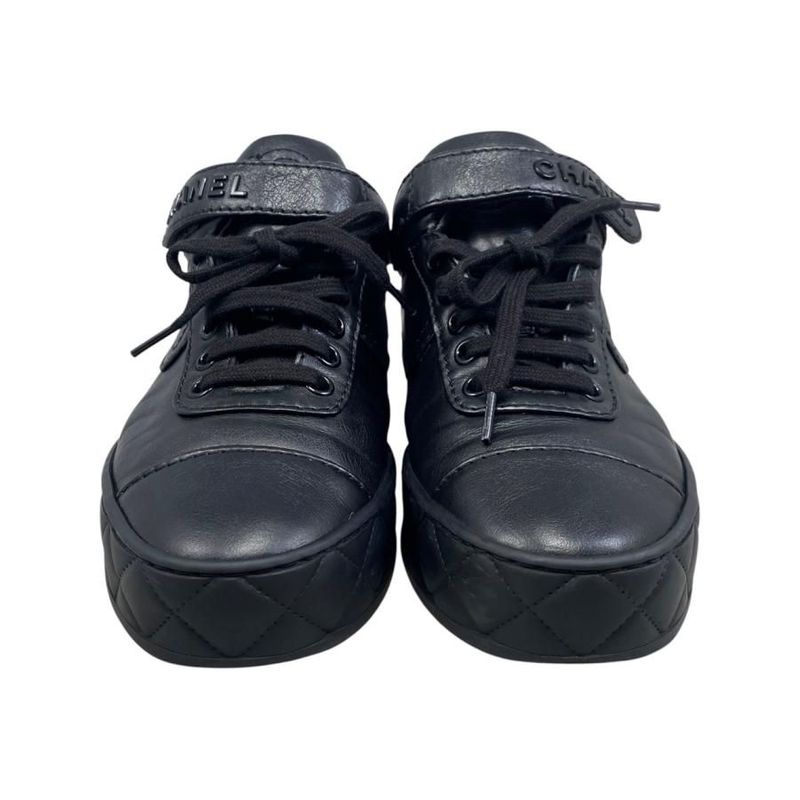 Chanel Sneakers Velcro High Cut 36 Size Quilted Coco Mark Logo Black — view 3