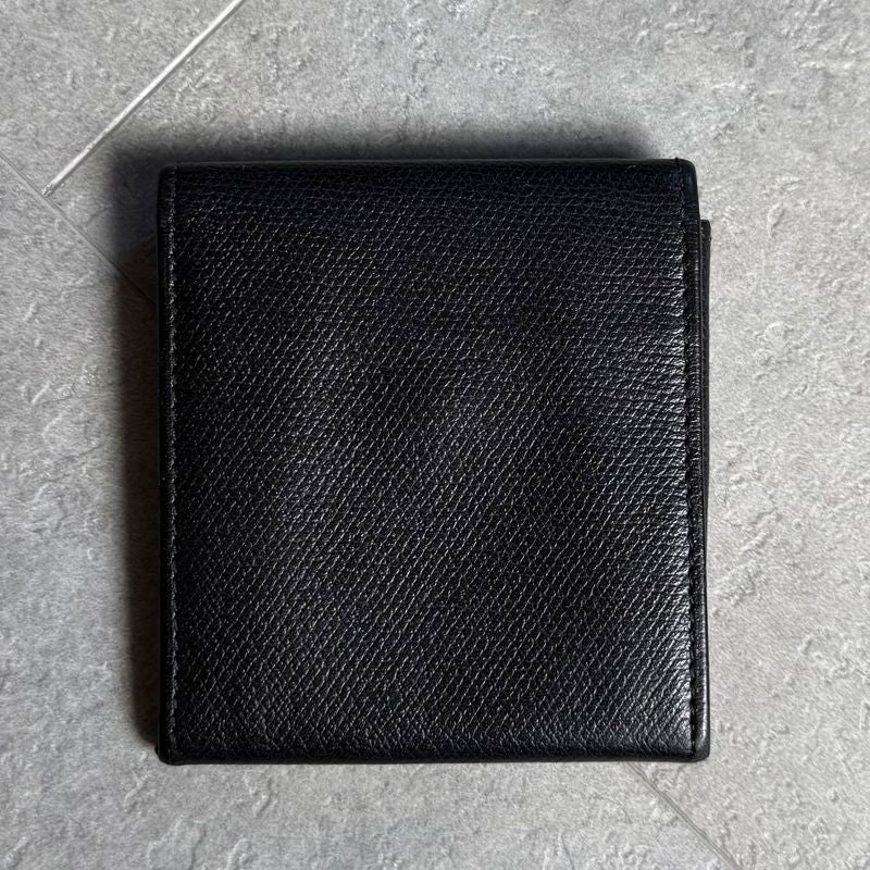 Chanel Coco Button Mark Leather Coin Case Black Gold Hardware Compact — view 5