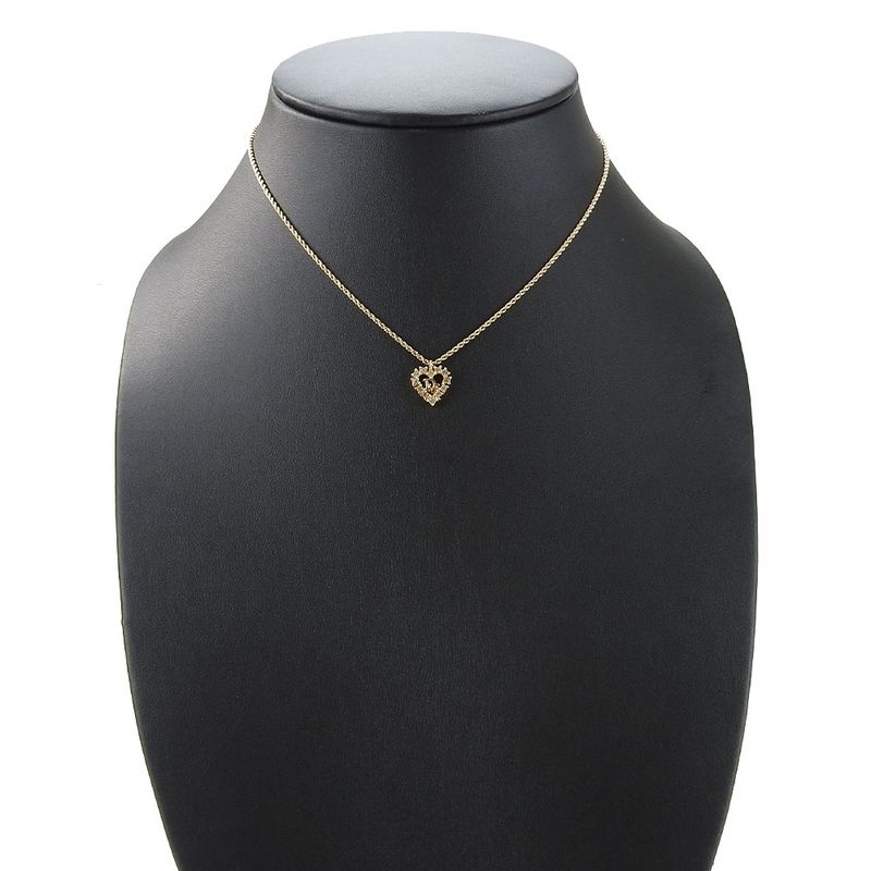 Christian Dior Necklace Metal Gold Heart Rhinestone Accessories Women — view 9