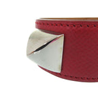 Hermes Medor Bangle Leather Metal Red Engraved D 0564 — view 7