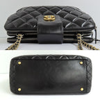 Chanel Quilted Chain Shoulder Bag Bow-ring Black Antique Hardware No — view 4
