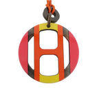 Hermes Necklace H Equipe Buffalo Horn Multicolor Pink Pendant Accessory — view 3