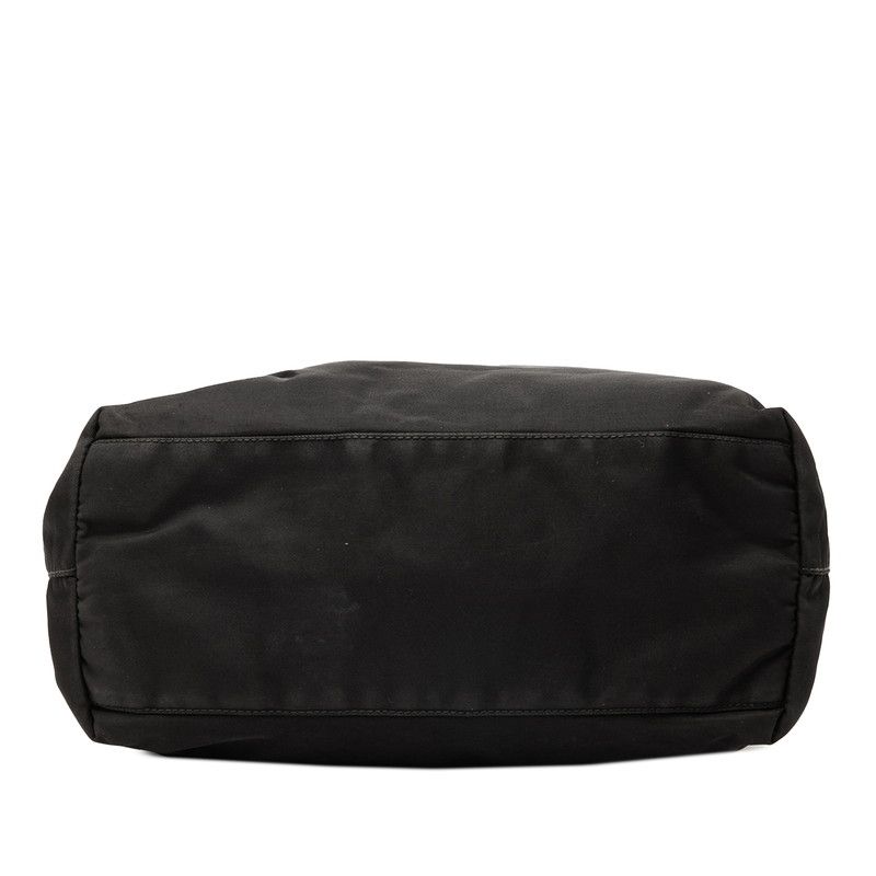 Prada Triangle Logo Plate Tote Handbag Black Nylon — view 3