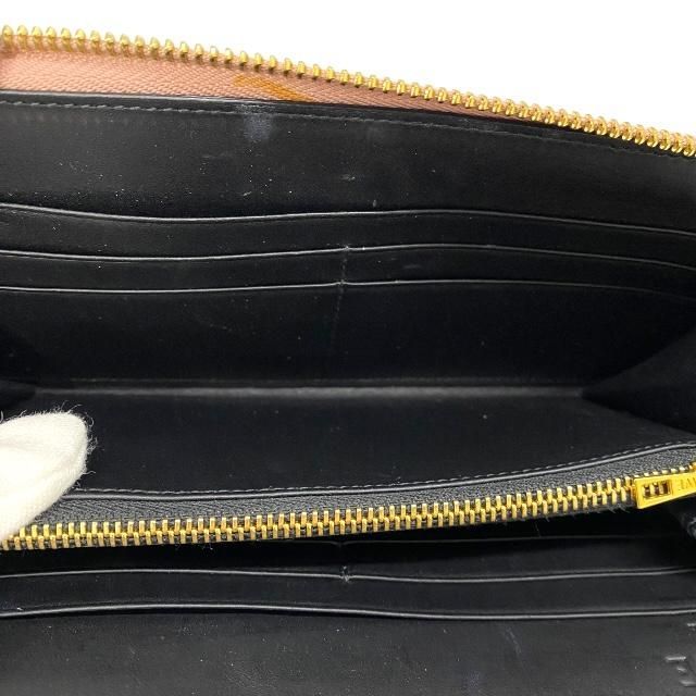 Loewe Linen Zip Wallet Long Round Zipper Anagram Leather Pink Beige — view 8