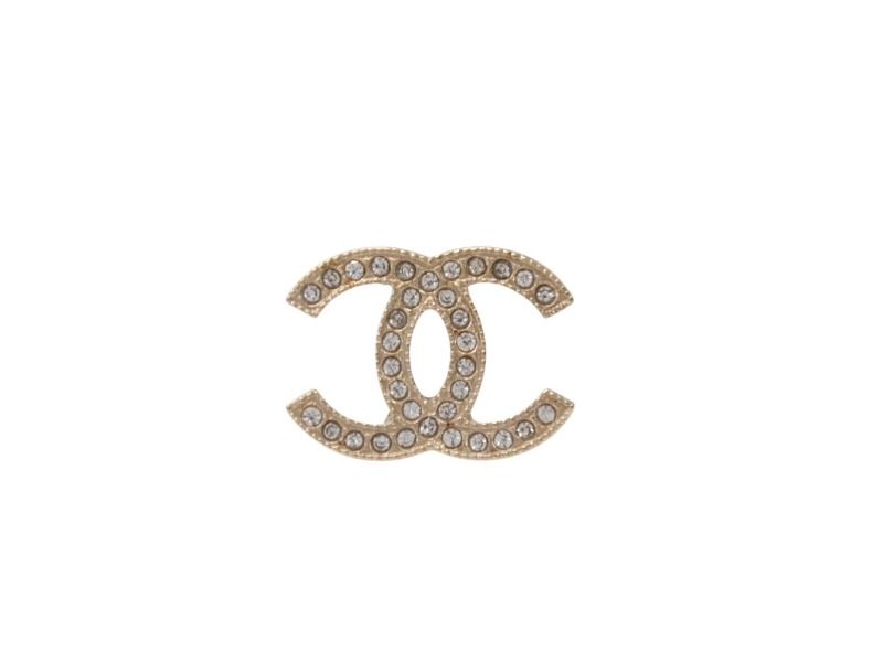 Chanel CC Logo Earrings 09 Rhinestone Metal Silver Clear — view 2