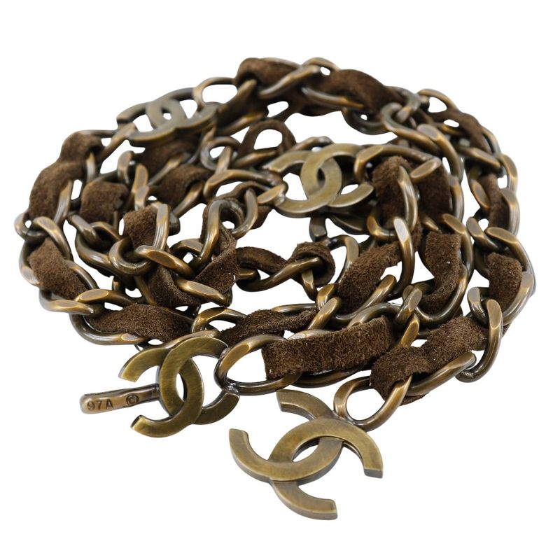 Chanel Chain Belt Vintage Finish Coco Mark Gold Plated And Suede — view 3