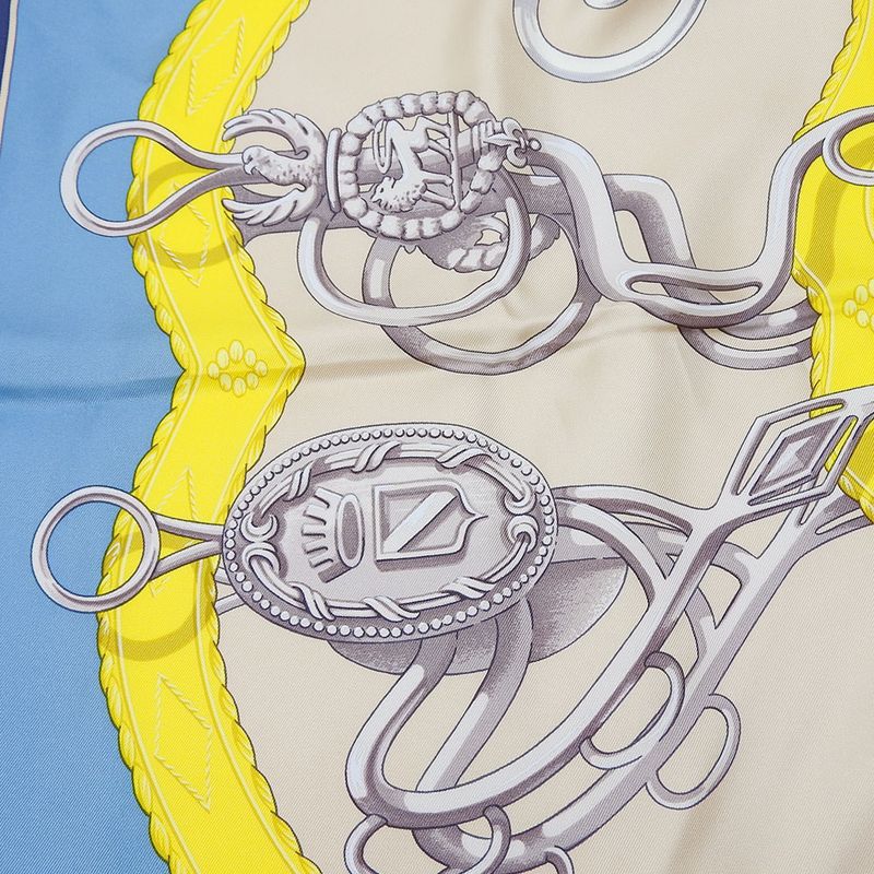 Hermes Scarf Carre 90 Silk Multicolor Ice Blue Yellow LIFT Profile — view 6
