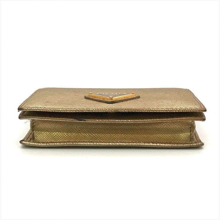Prada Saffiano Leather Bifold Card Case Gold — view 3