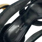 Louis Vuitton Horizon Line Sandals Shoes Suede Black Gold Lvhardware Wedge Sole — view 7
