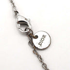 Christian Dior CD Logo Rhinestone Necklace Silver Color Accessories — view 3