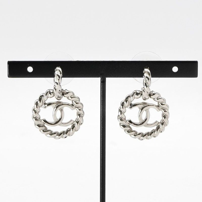 Chanel Earrings Silver Coco Mark Circle — view 7