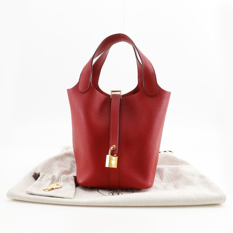 Hermes Picotin Lock 18 PM Taurillon Maurice Red Gold Hardware C Handbag — view 8
