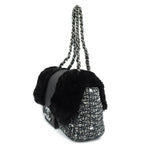 CHANEL Coco Chain Shoulder Handbag Tweed Fur Lizard Leather Black — view 4