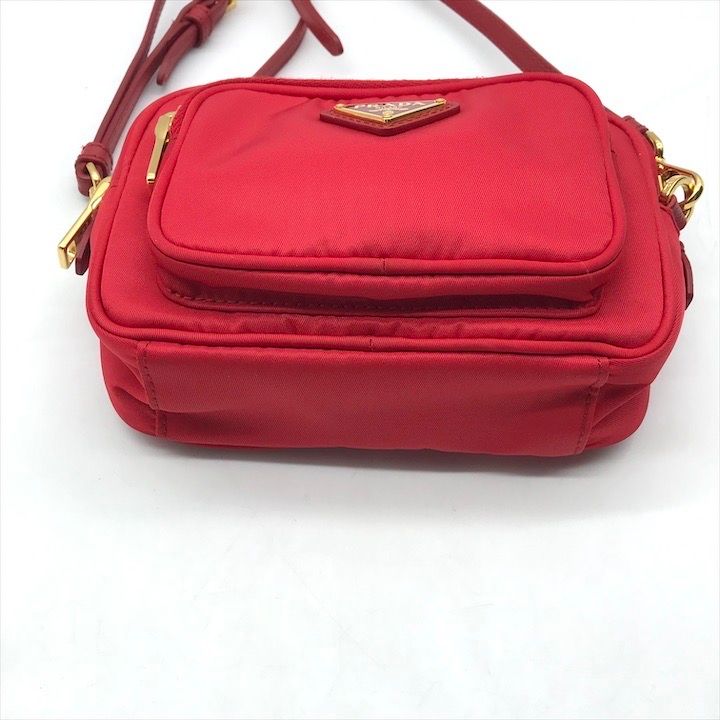Prada Triangle Logo Nylon Mini 2-Way Pouch Shoulder Bag Red — view 4
