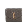 Saint Laurent Cassandra Trifold Wallet Leather Gray