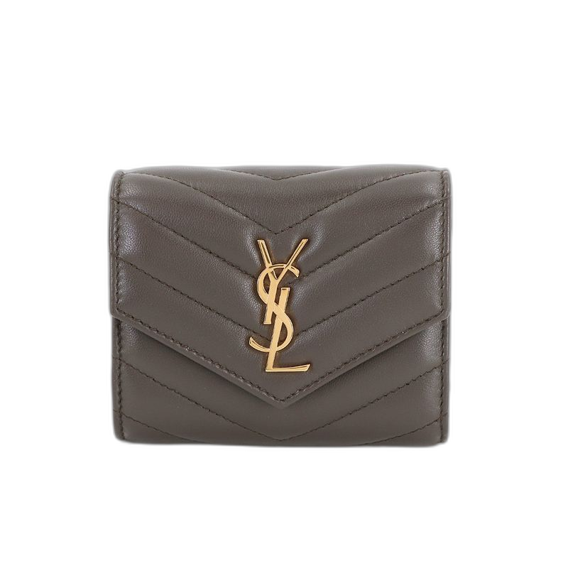 Saint Laurent Cassandra Trifold Wallet Leather Gray