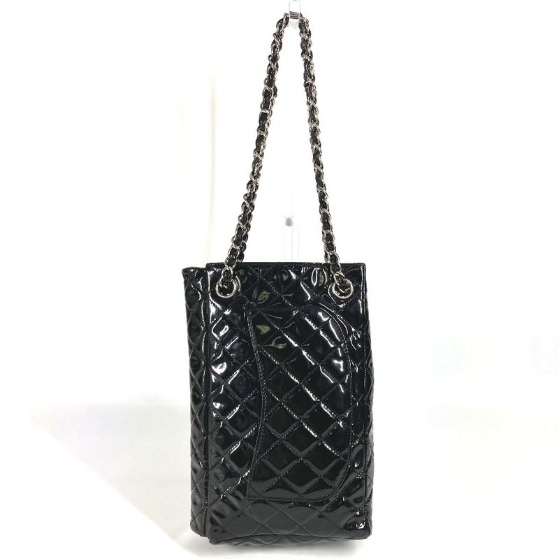 Chanel Upside Down Shoulder Bag Quilted Enamel Black — view 2
