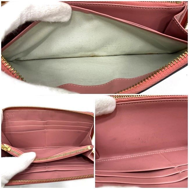 Loewe Round Zipper Long Wallet Black Pink Anagram — view 2