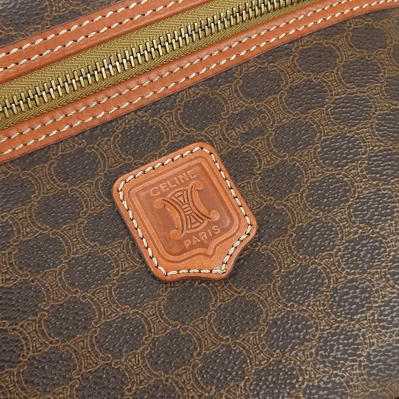 Celine Handbag Macadam Leather Brown Gold Hardware Vanity Bag Pouch — view 5