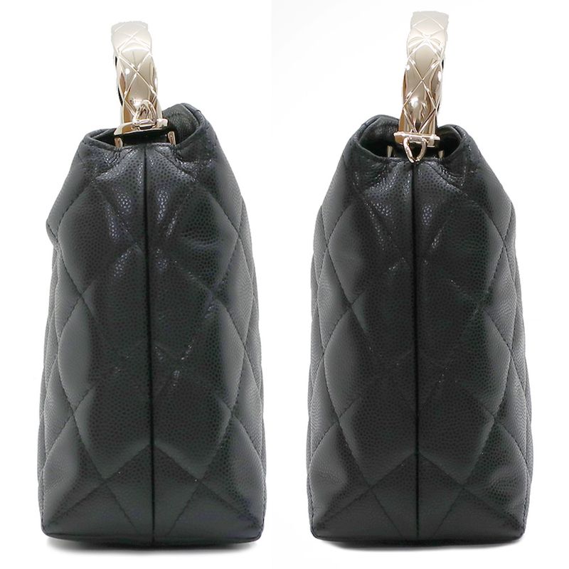 Chanel Top Handle 2-Way Bag Shoulder Black Gold Hardware Quilted — view 5
