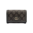 Gucci Ophidia GG Supreme Bifold Business Card Holder Leather Gray Case Silver