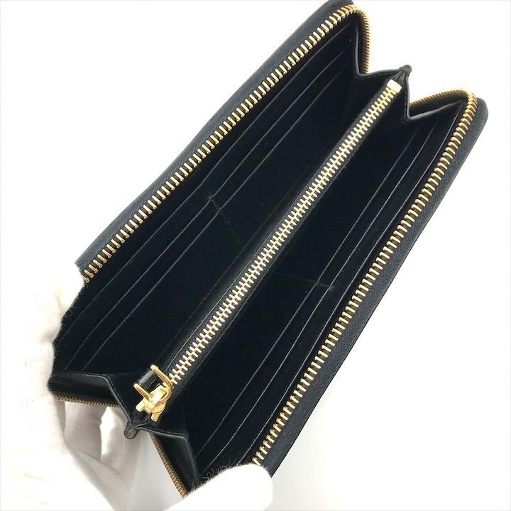 Prada Big Logo Saffiano Zip Around Wallet Black — view 7