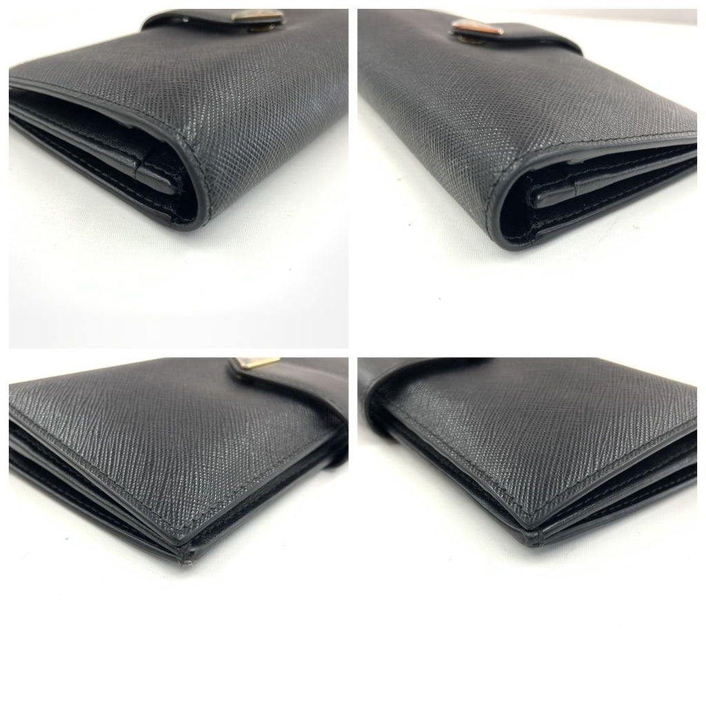 Prada Saffiano Triangle Logo Long Wallet 1 Mv025 Black — view 5