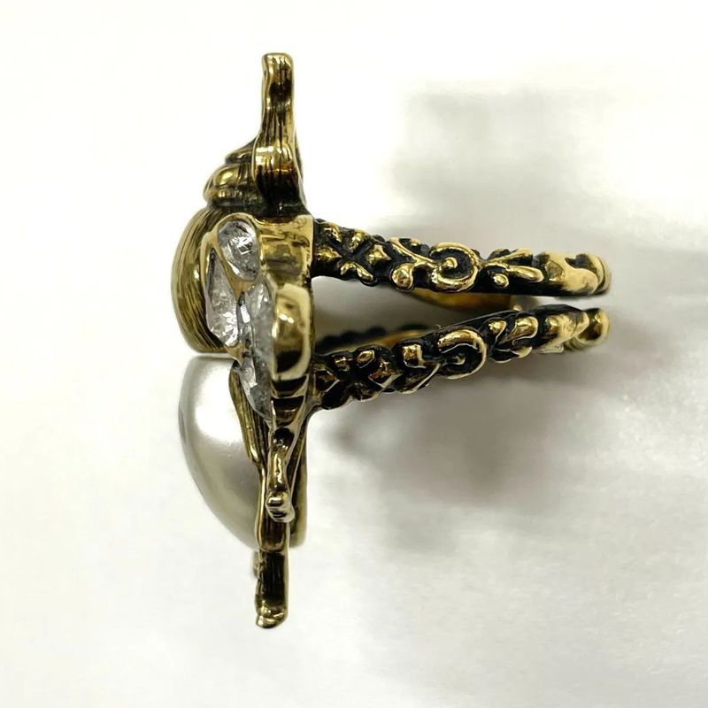 Gucci Bee Ring S GP Rhinestone Faux Pearl — view 9