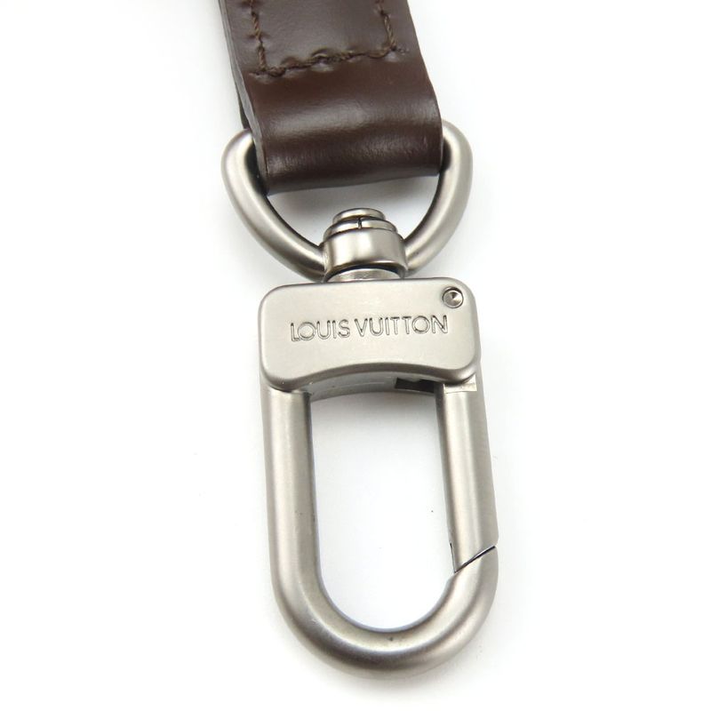Louis Vuitton Shoulder Strap Leather Brown Adjustable Matte Silver Hardware — view 3