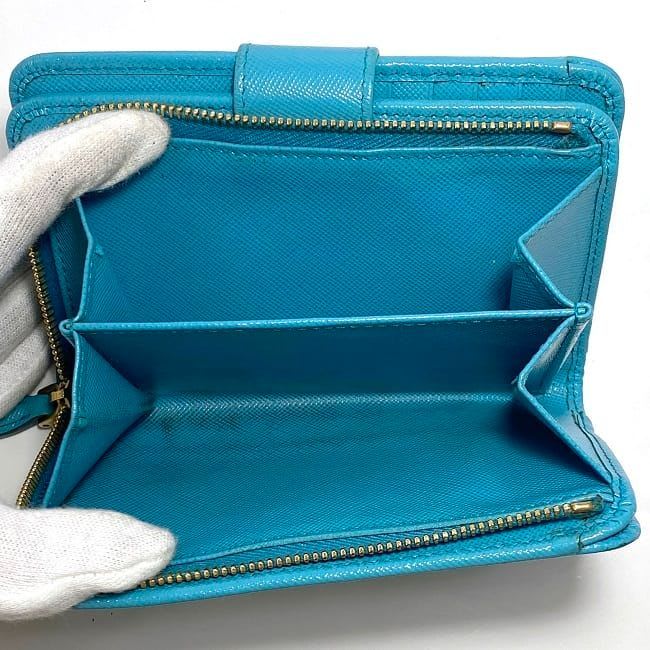 Prada Bifold Wallet Light Blue Saffiano — view 8