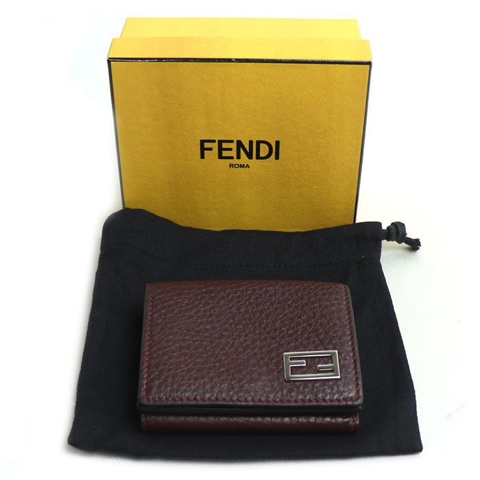 Fendi FF Logo Compact Wallet Trifold Bordeaux 7 M0280 — view 8