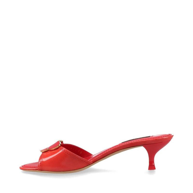 Louis Vuitton 08 Butterfly V Mark Patent Leather Mules 35 Bl0048 Red — view 7