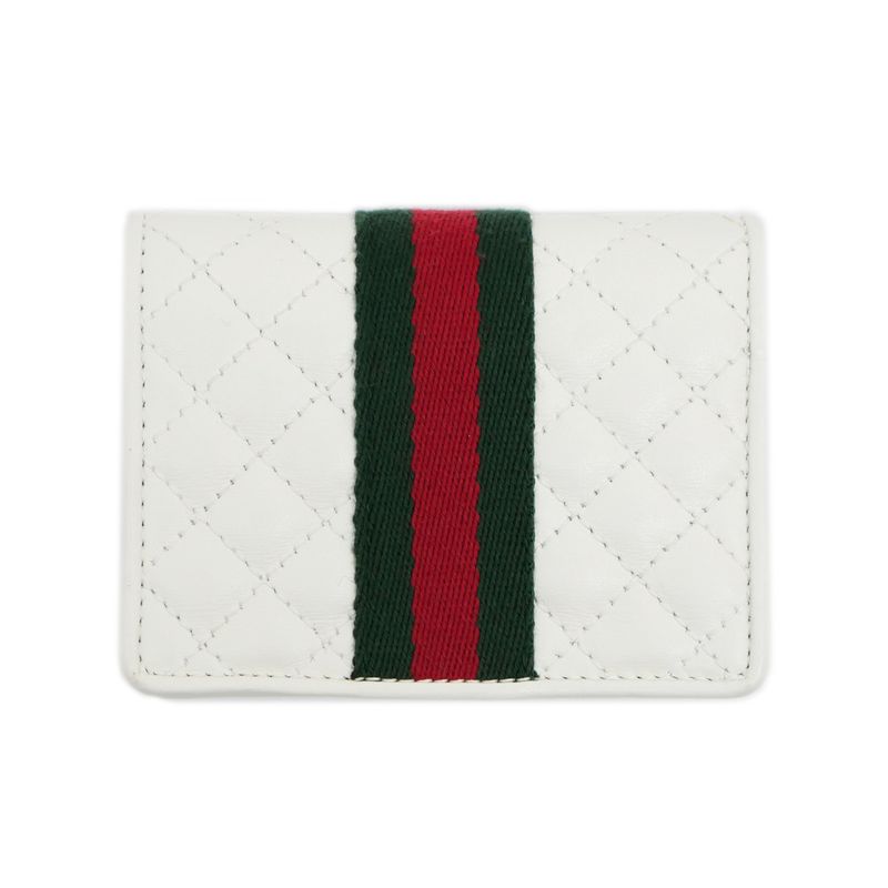 Gucci Sherry Line GG Quilted Compact Wallet White Leather Bifold — view 3